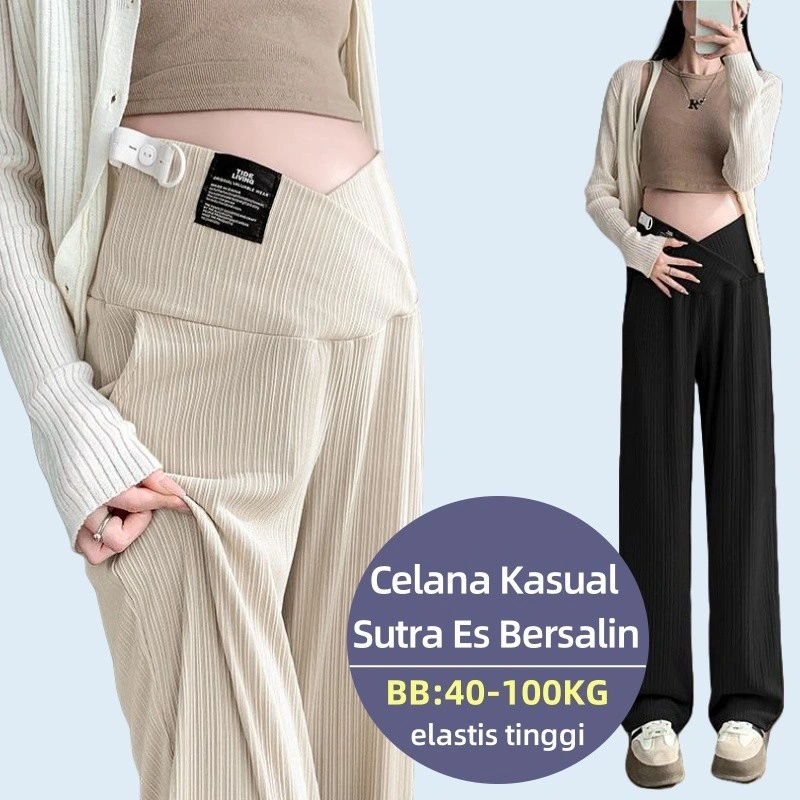 Celana Kulot Jumbo Hamil Wanita Bumil Formal Kantor Kasual Knit Premium Maternity Kerja 7152