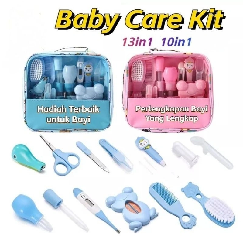 Baby Care Kit 13PCS/10PCS Gunting Kuku Bayi Peralatan Perawatan Bayi Baru Lahir Kado Health Care Thermometer Peralatan Kebersihan Bayi Baby Health Grooming Kit