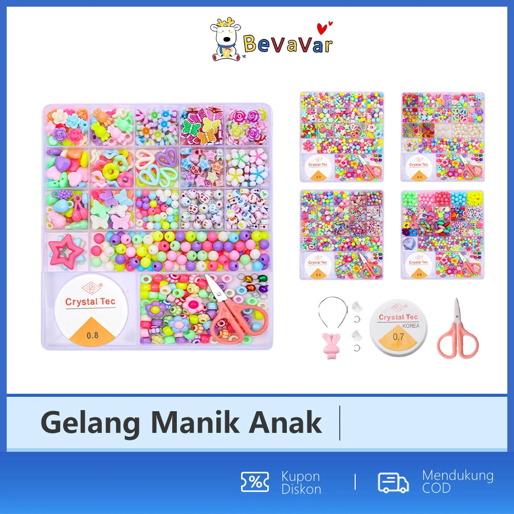 BEVAVAR DIY Beaded Manik Manik Gelang Kalung Mainan Edukasi Kerajinan Tangan Anak
