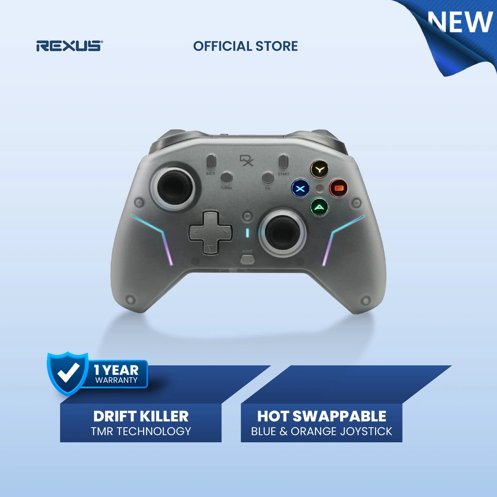 Rexus Daxa Dyron AX9 Gamepad Wireless Gaming Controller - Hot-Swappable TMR Joystick & Optical Trigger