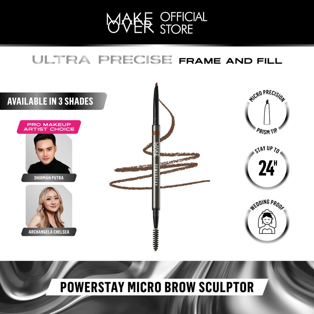 Make Over Powerstay Micro Brow Sculptor 0.07 g - Alis Serat, Tahan Lama, Pensil Alis Waterproof
