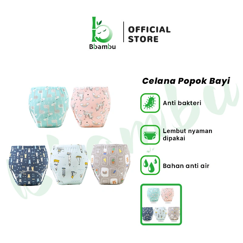 Bbambu Training Pants Gauze 6 Layer Waterproof Breathable Cotton Murni Lembut Celana Poty Toilet