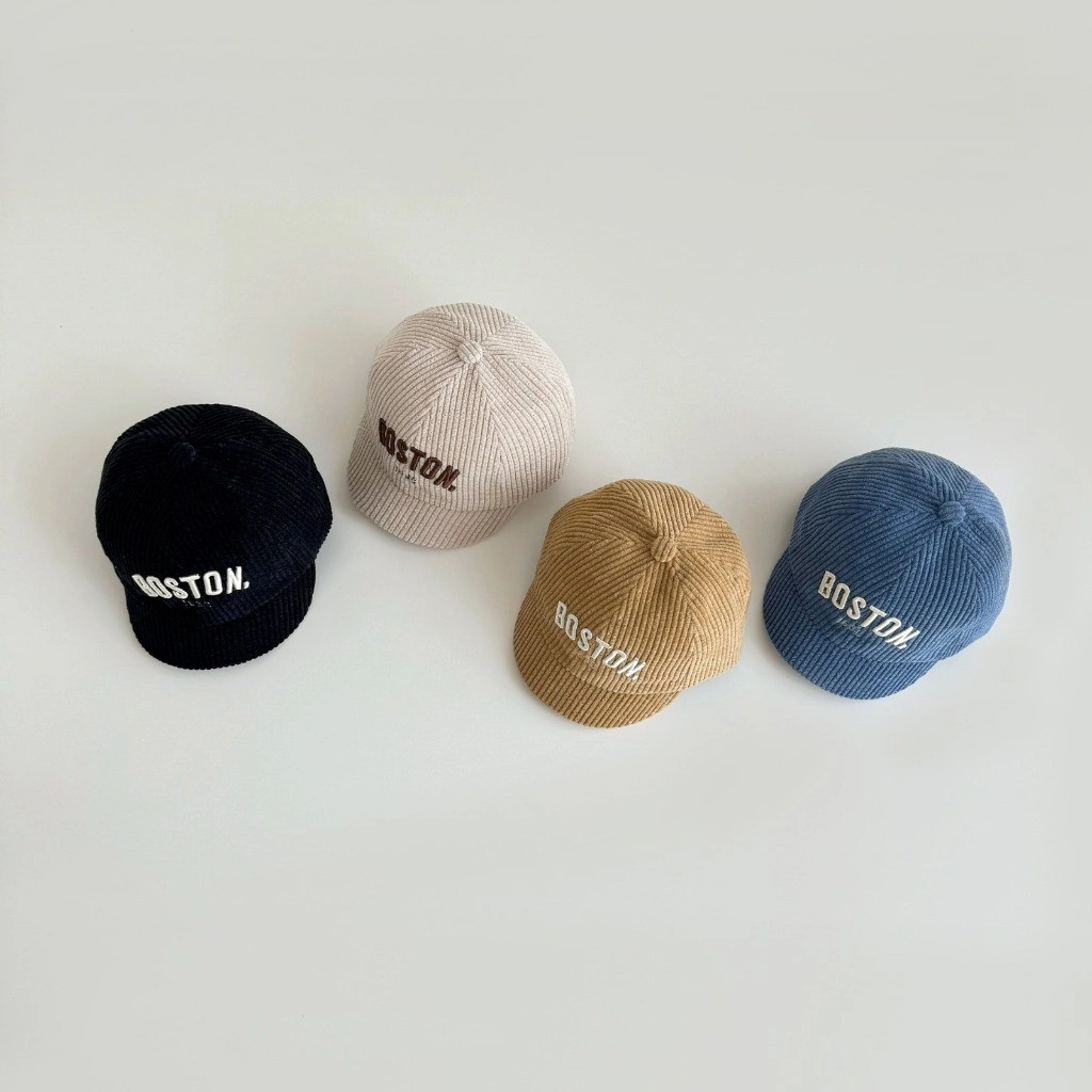 Topi baseball anak laki laki usia 6 bulan - 2 tahun topi BOSTON bahan corduroy premium