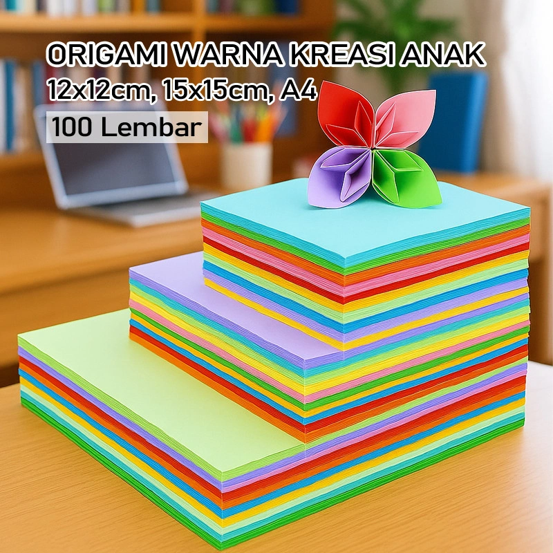 Origami Kertas 10 Warna Kreatif DIY SINAR DUNIA 80gr A4 RAINBOW (100lbr)