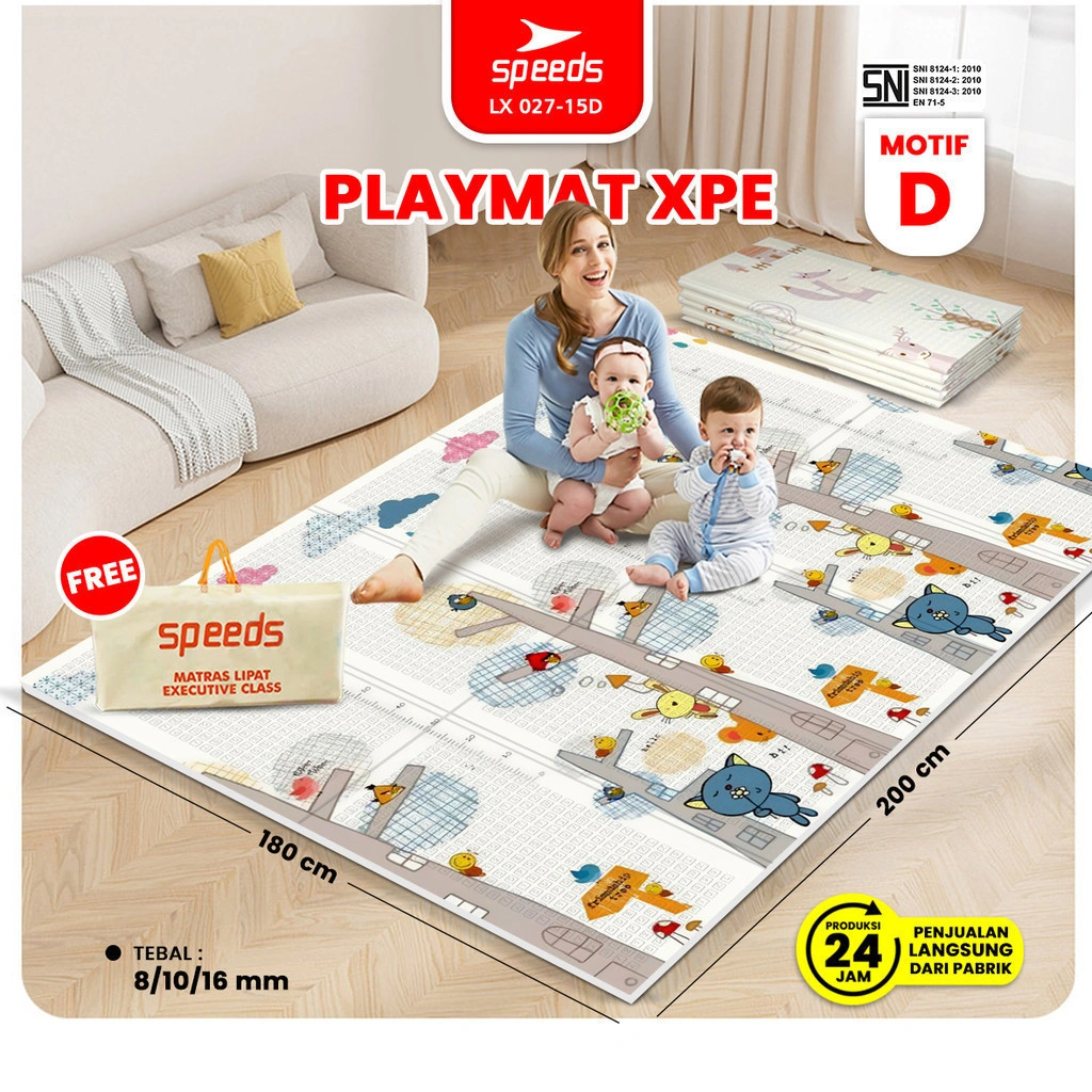 SPEEDS New! Playmate Bayi Karpet Bayi Premium High Quality XPE Foldable Karpet Lipat SNI 027-15