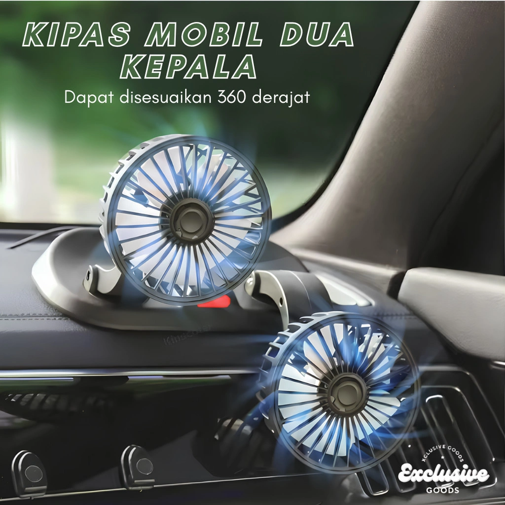 [XGoods] Kipas Angin Mobil Double Fan Kipas Ganda Aksesoris Mobil 12V / 24V Car Fan Kipas Dasbor