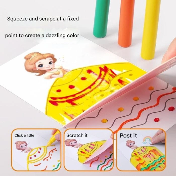 [LOGU] Rainbow Scratch Painting Art Set, Mainan Edukasi Kreatif Anak, Kartu Gores Warna Warni