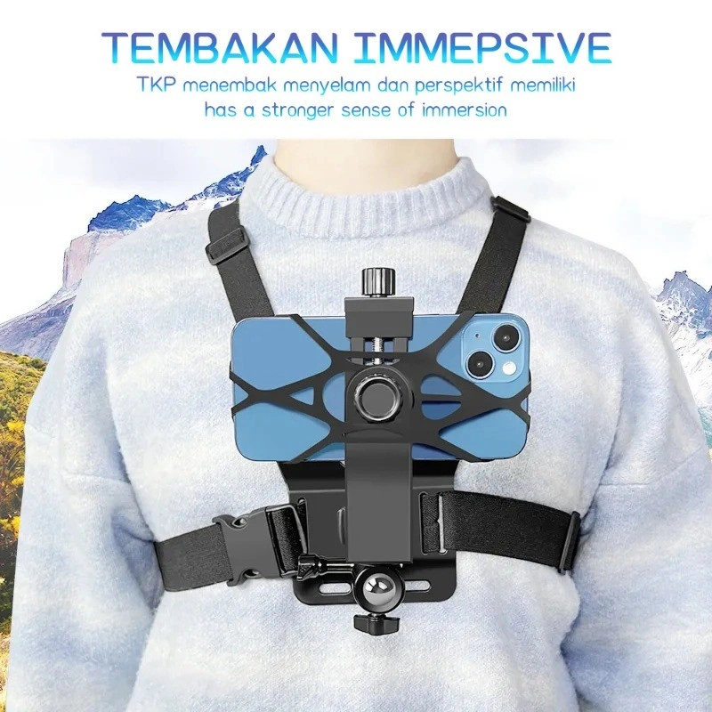 【COD】Body Chest Strap Tali Dada Handphone Mount Kamera Body Belt Holder HP Clip Clamp Smartphone Universal