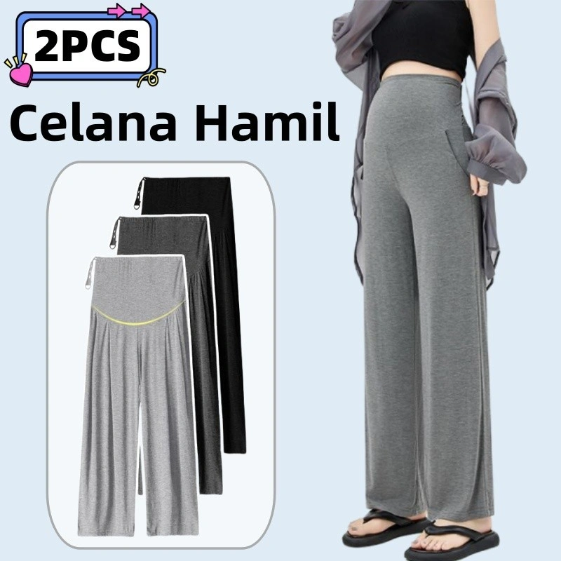 2PCS Celana Legging Ibu Hamil Leging Wanita Bumil Maternity Jumbo Premium Nyaman Elastis 903