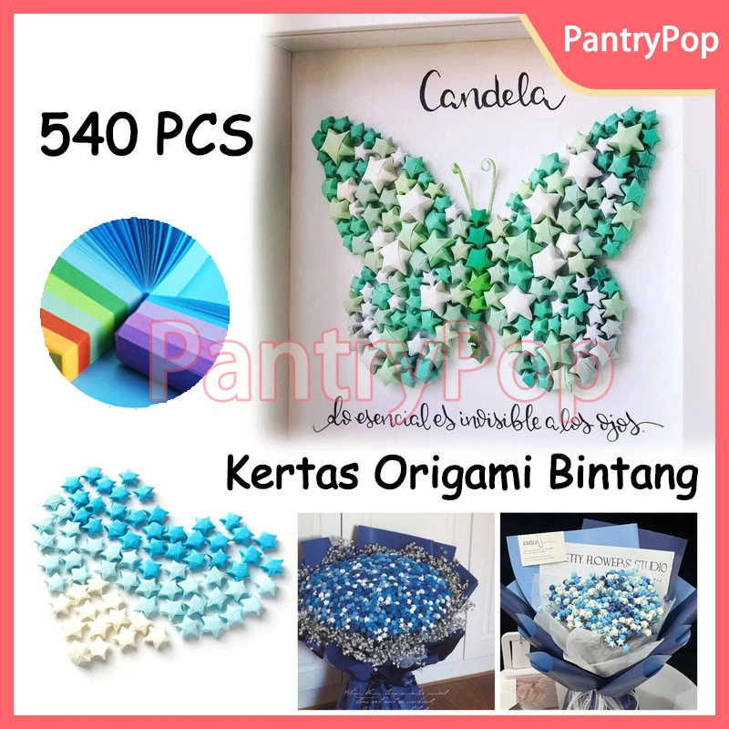 540pcs Kertas Origami Bintang / DIY Kertas Bintang Warna Warni / Kertas Origami Bintang Diy Berwarna Star Paper Craft