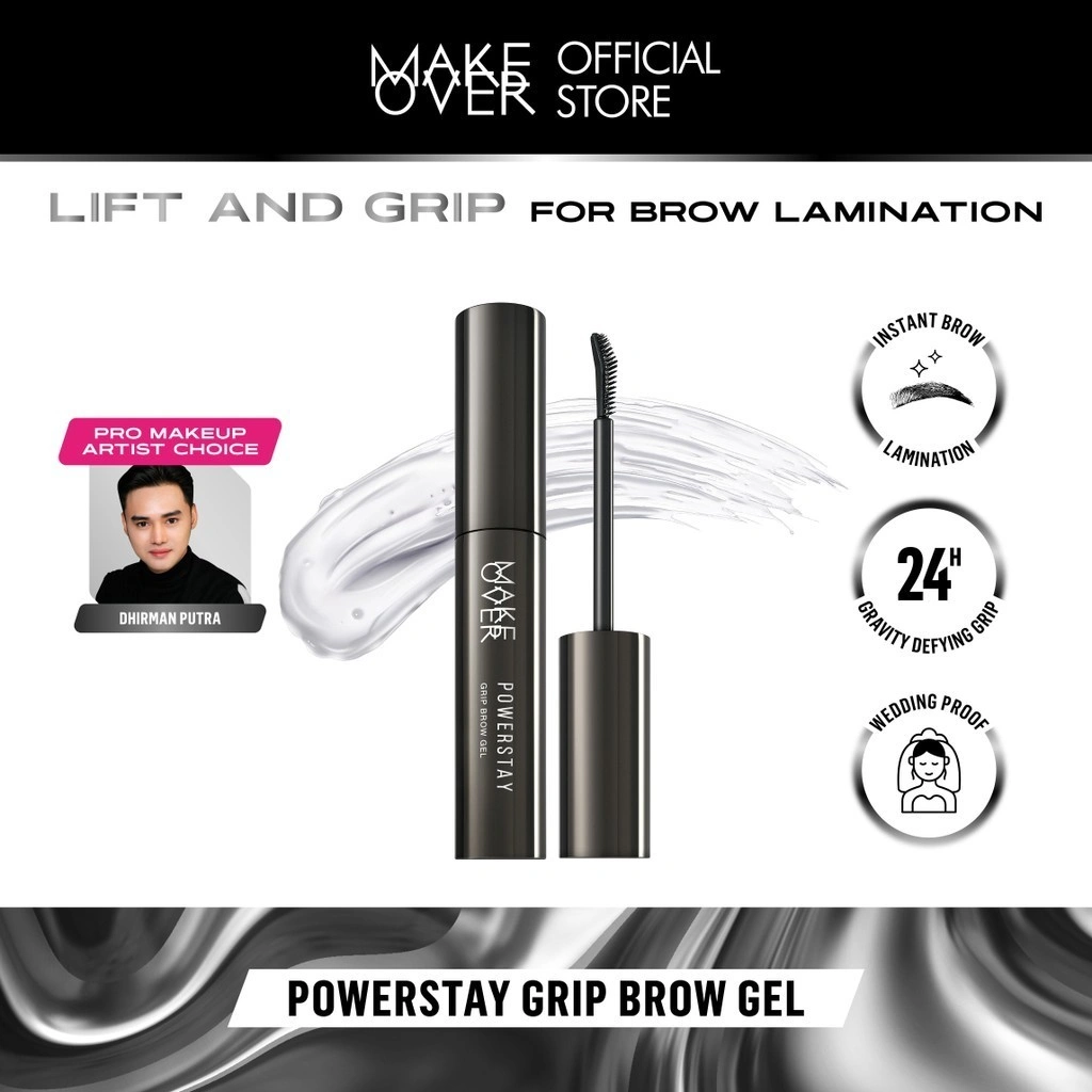 Make Over Powerstay Grip Brow Gel 5.5 g - Brow Pomade, Browcara, Eyebrow Gel, Waterproof Lebaran Raya