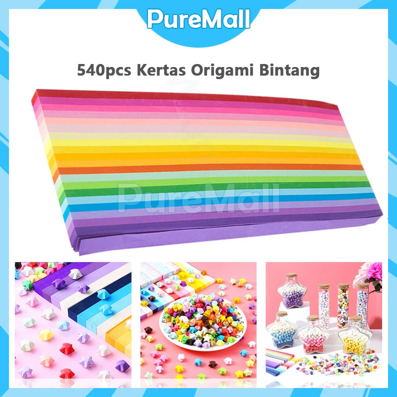 540pcs Kertas Origami Bintang Diy Berwarna / Star Paper Craft Handmade