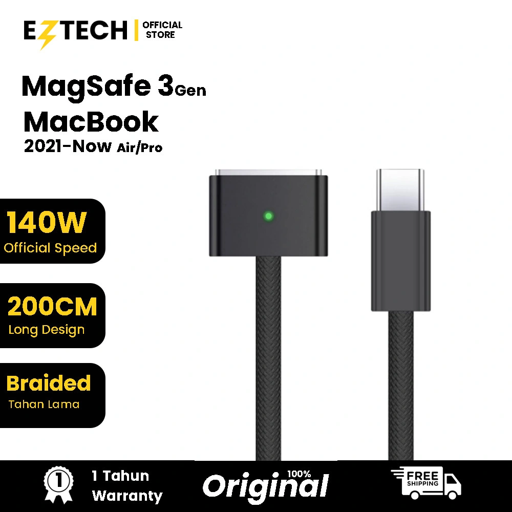 EZTECH 140W USB Type C to Mag safe 3 Fast Charging PD 3.1 Mag safe3 Cable Magnetic Plug 2M for MacBook Air/Pro