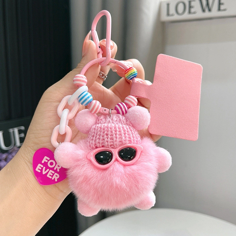 Boneka Fluffy Imut dengan Rantai Warna - Gantungan HP & Tas, Hadiah Lucu Terpopuler