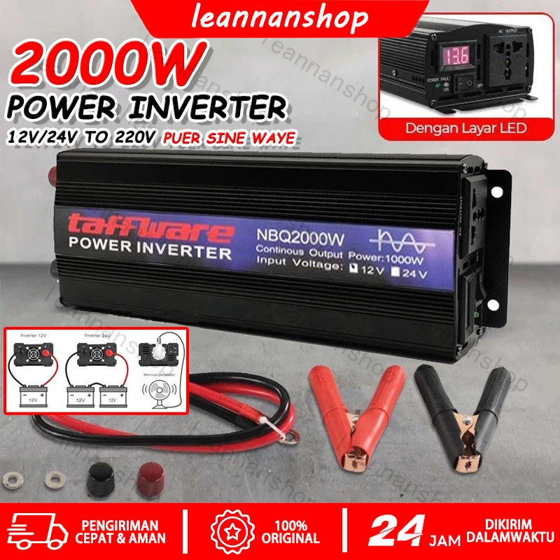Pure Sine Wave 2000W SUNYIMA Power Inverter Mobil 12V 24V DC ke AC