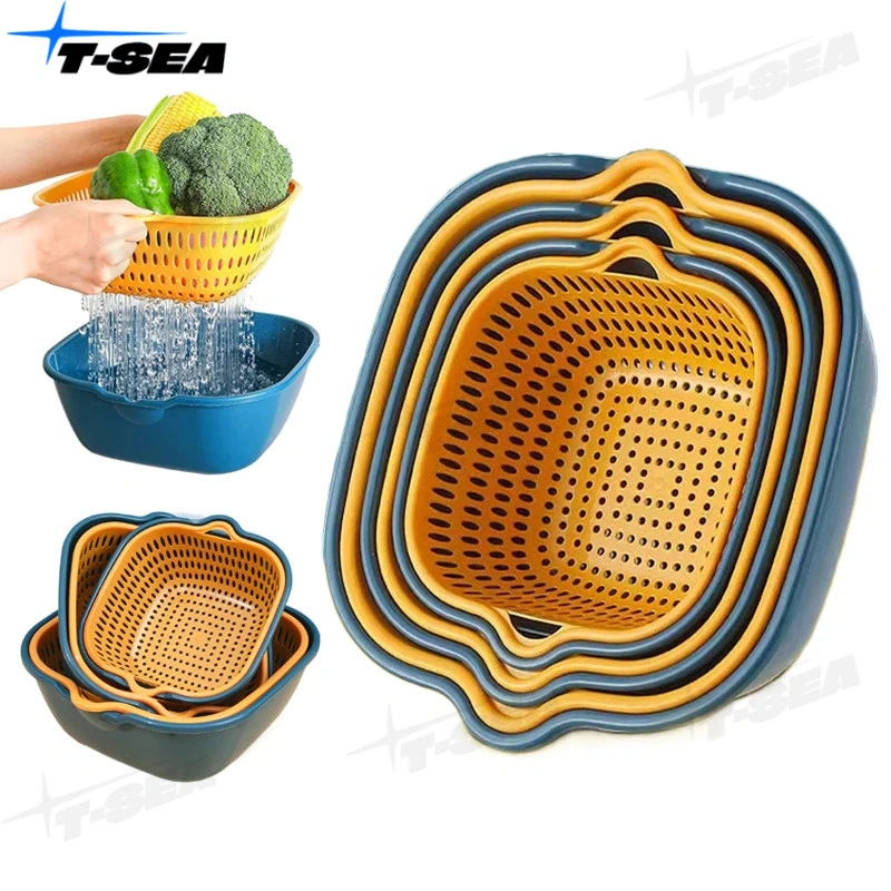 T-SEA Keranjang Tirisan Multifungsi 6 In1 6PCS Baskom Saringan Sayuran Buah Peniris Air