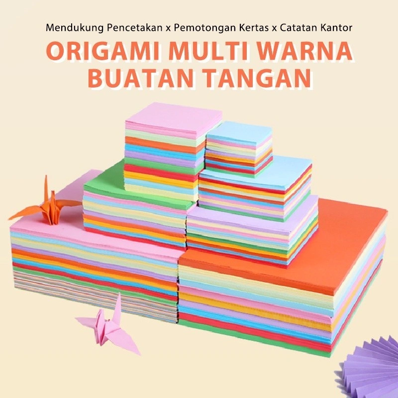 Kertas Origami 100Lembar Warna Pastel Timbal Balik Berkualitas