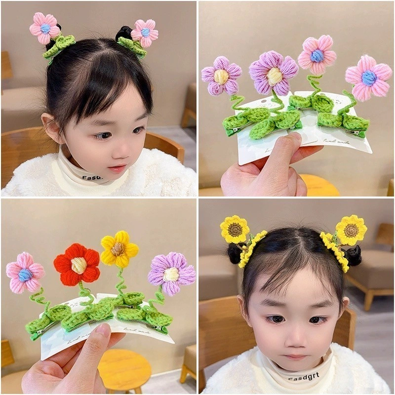 ED - JEPIT RAMBUT ANAK FASHION MODEL BUNGA TEGAK LUCU / AKSESORIS RAMBUT ANAK RAJUT ELASTIS