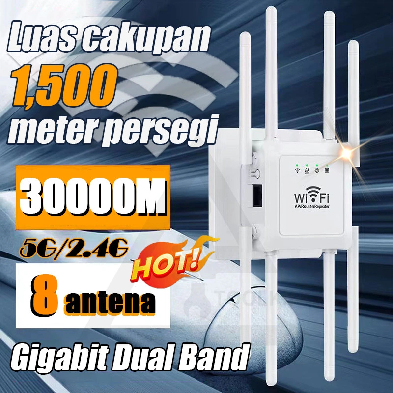8 Antena Extender Wifi 1200Mbps 2.4G Dan 5G Sinyal WiFi Memperluas Wireless Wifi Range Extender Router Pengulang Penguat Wifi