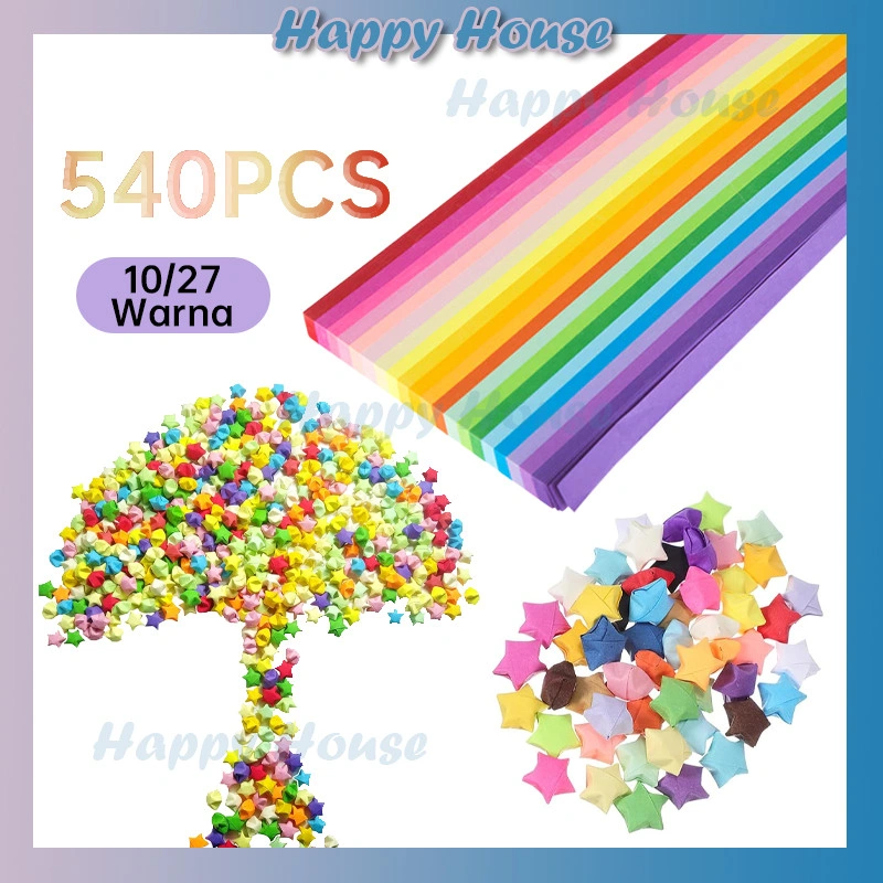 540pcs Kertas Origami Bintang Diy Berwarna Star Paper Craft Handmade
