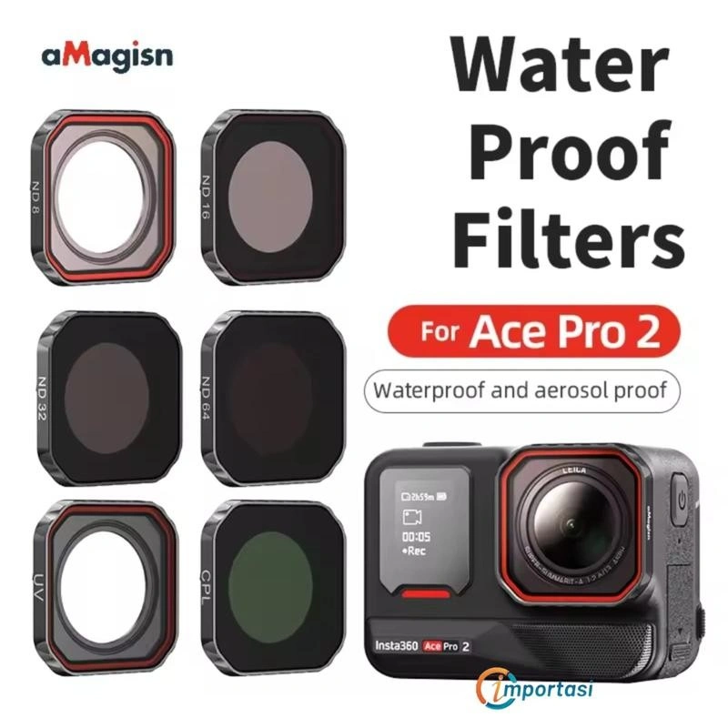 aMAGISN Waterproof Lens Filter INSTA360 ACE PRO 2 Lensa ND 8 16 32 64 CPL
