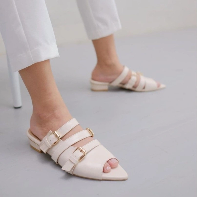 LAMELIKA Sandal Wanita ECLAIRE -  Sendal wanita slop kekinian - Mules wanita - sendal wanita terbaru - sendal tali wanita kekinian - Sendal Kekinian
