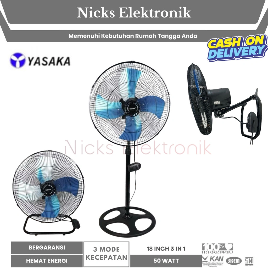 [COD] YASAKA 3 IN 1 STAND FAN , WALL FAN , DESK FAN / KIPAS TORNADO YSK-1808 (18 INCH)