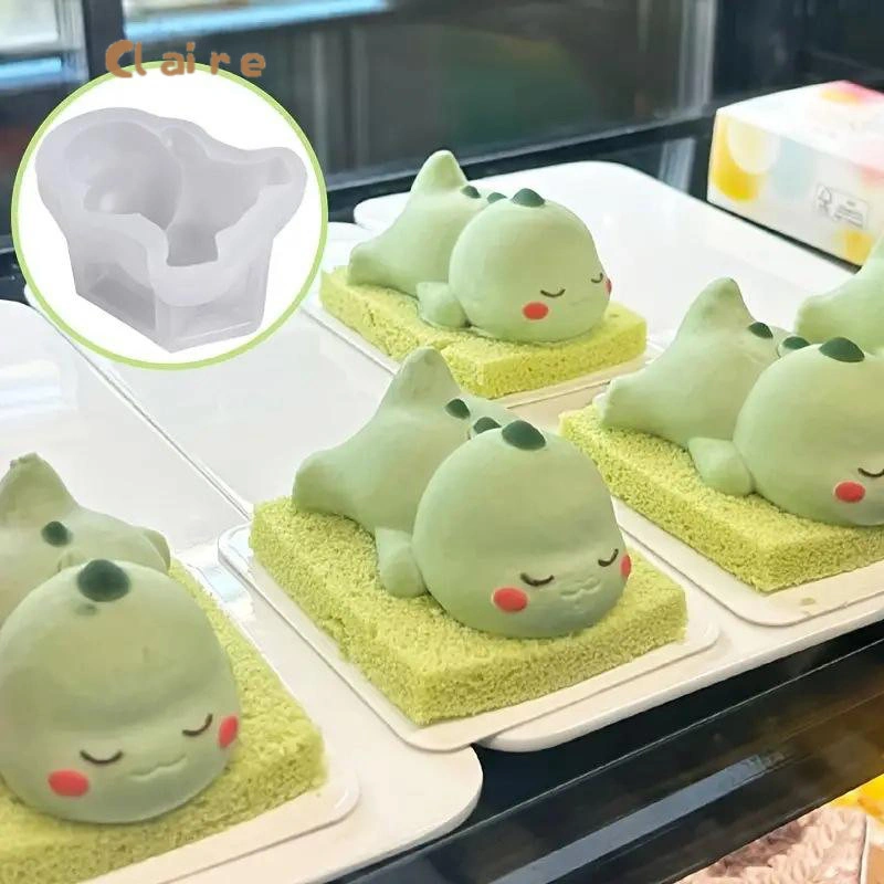 Cetakan Silikon Mousse Pudding Cute Dinosaurus Panda 3D Mold / Kue Silikon Kualitas Pangan Dekorasi / CH