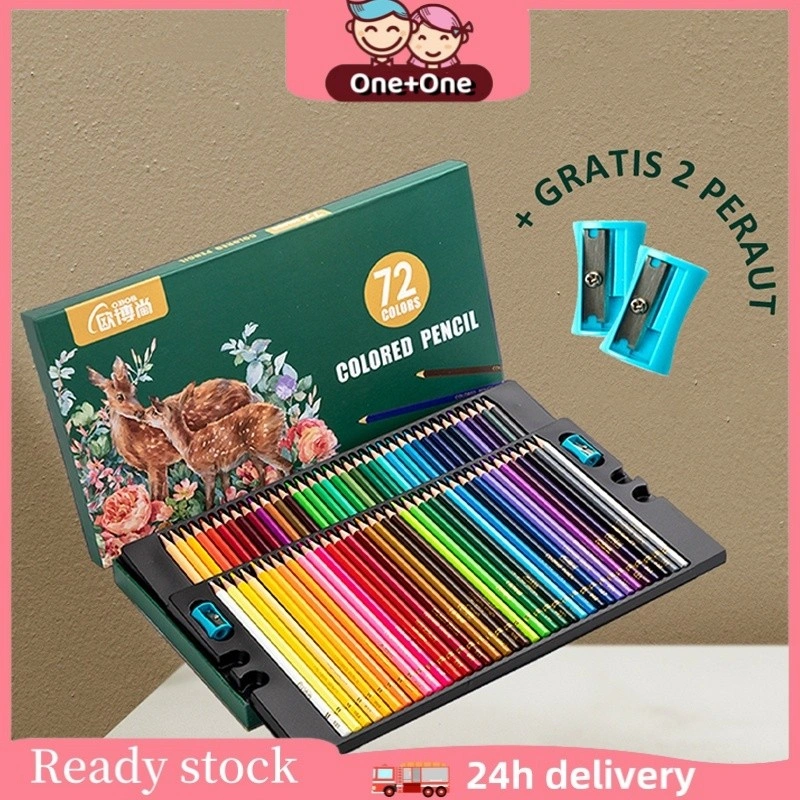 Buy 1 Free 2 One+One High Grade Oil Pencil Color Pensil Warna Minyak 48/72/120 Warna