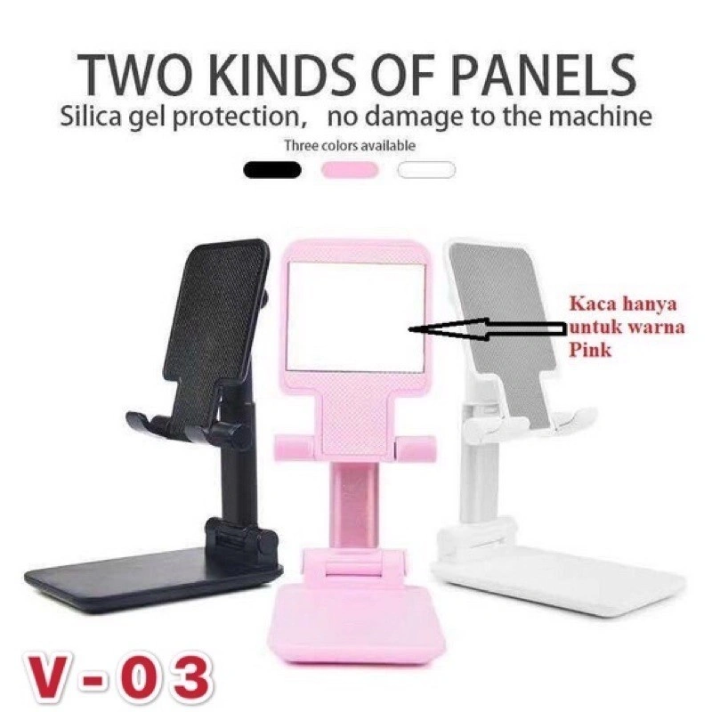 Folding Desktop Support Stand Universal Phone Holder Handphone Dekstop Stand Holder Lipat Foldable Phone Holder HP Folding Universal Meja Pengaturan Dudukan Desktop Lipat Plastik Handphone Foldable Plastic Adjustable Angle Portable Mobile Universal