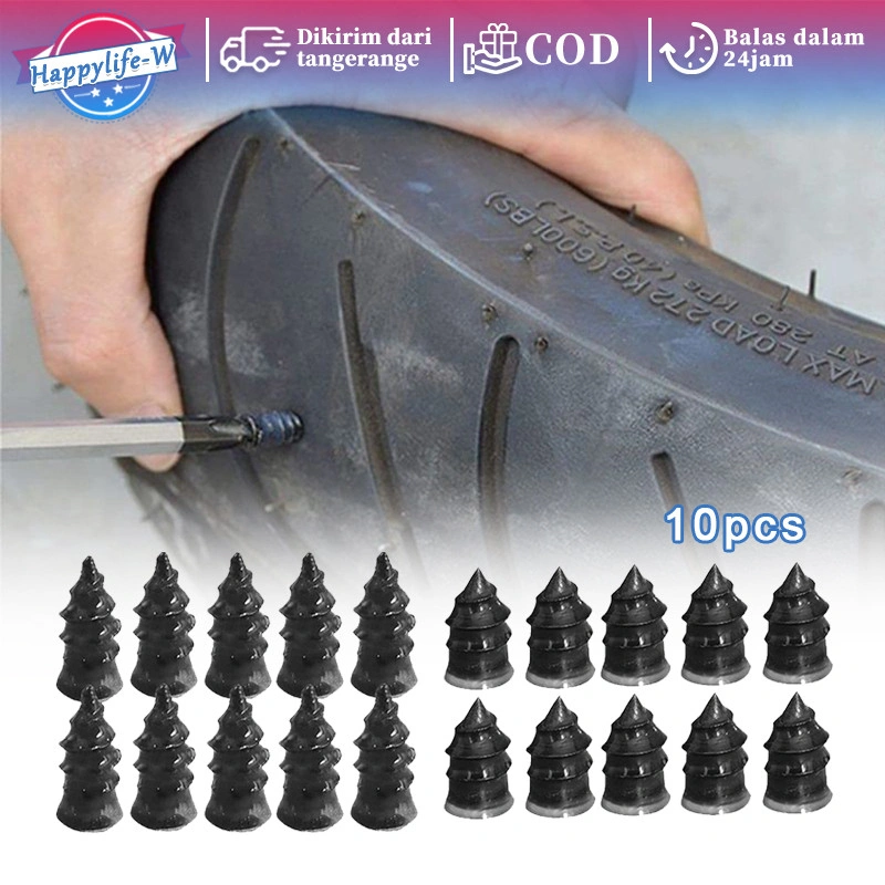 Isi 10 Paku Karet Perbaikan Ban Tambal Ban Bocor Tubeless Tubles Motor Mobil Baut Rubber Stud Tire Fast Repair