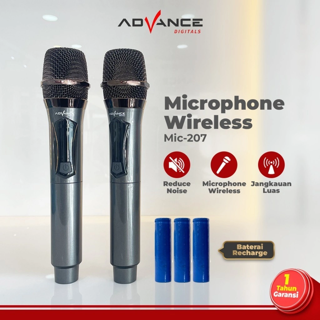 Advance MIC-207 Microphone Profesional 2 MIC bisa di Charge Mikrofon profesional 207 Karoke