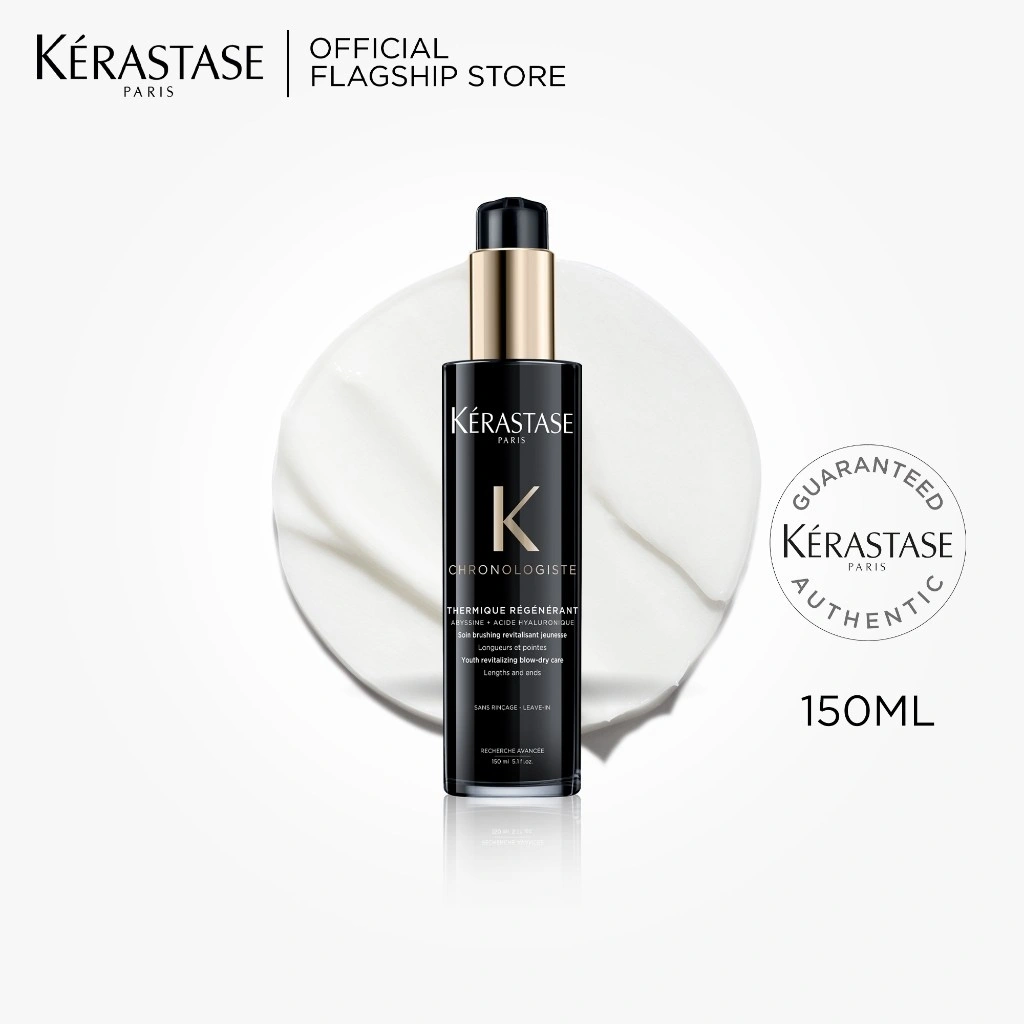 Kerastase Chronologiste Thermique Regenerant 150ml Heat Protectant for Aging Hair - Serum Rambut untuk Rambut dengan Tanda Penuaan (Rambut Rapuh, Kusam, Menipis)