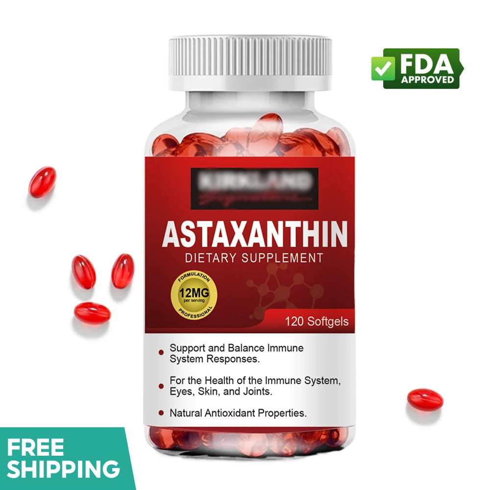 High Quality Astaxanthin 12mg Capsules Microalgae Extract Supplements Supports immune, skin, eye and joint health 120pcs Kapsul Mendukung kesehatan kekebalan tubuh, kulit, mata dan sendi