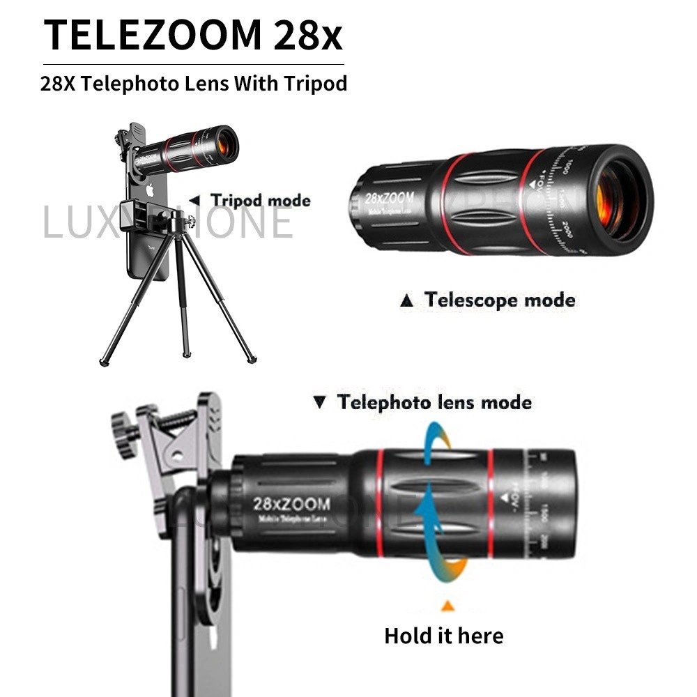 Tele Zoom Lensa Apexel 28x Zoom Lensa Apexel 18x25 Original Lensa Zoom Lensa HP Universal Bermata HD Lensa Lensa 18X Zoom Optik Dengan Tripod