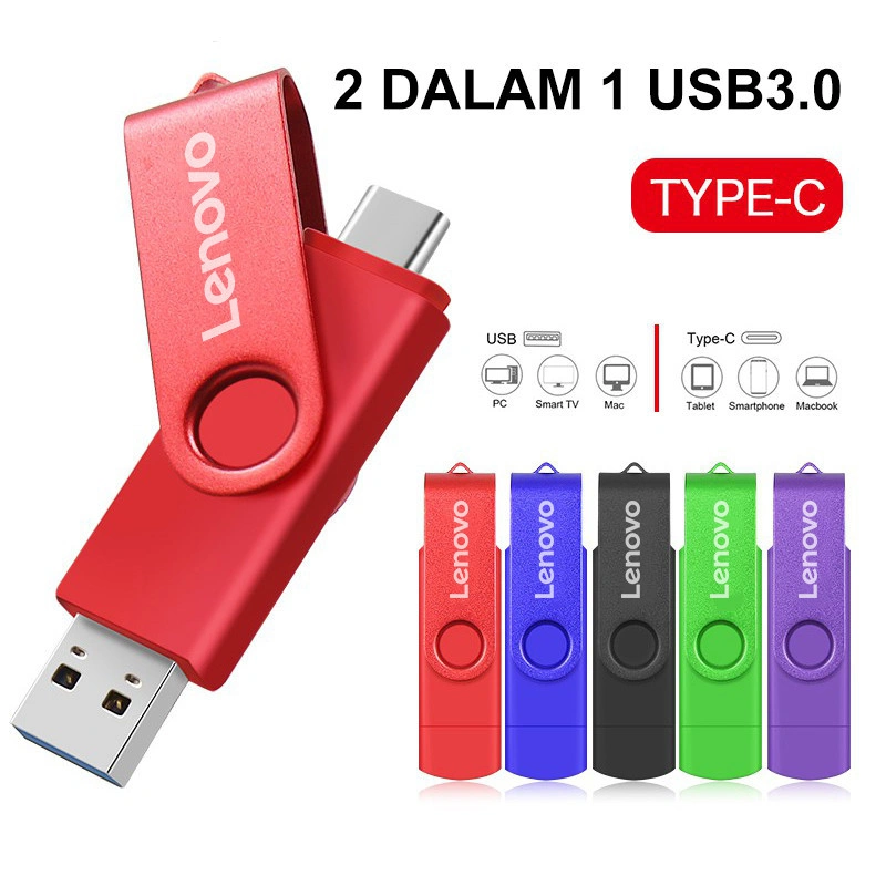 TYPE-C Flashdisk 32GB/64GB/128GB/512GB/1TB/2TB OTG USB3.0 + Type C Kecepatan Tinggi USB Driver Flash