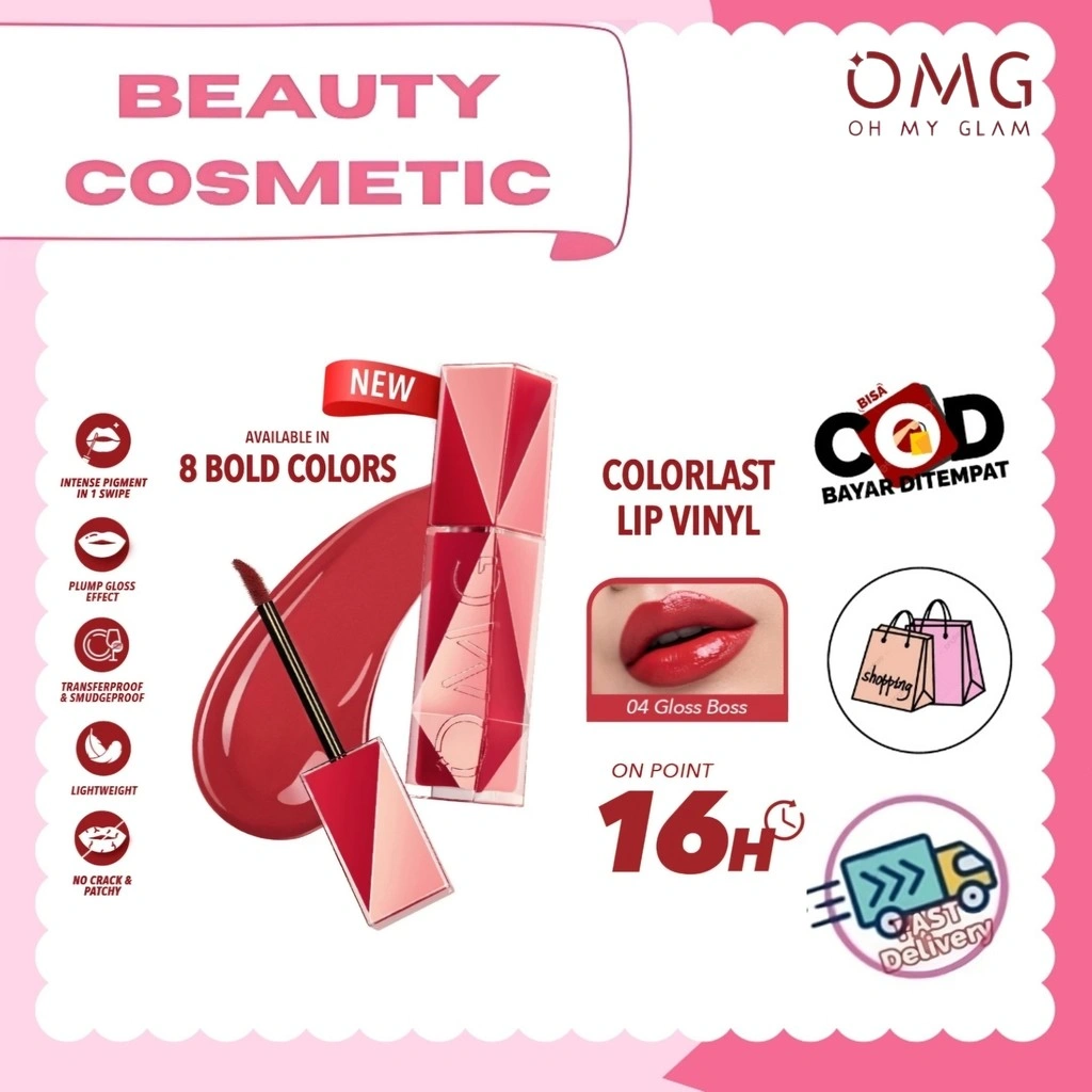 OMG OH MY GLAM Colorlast Lip Vinyl 2.5 g-Transferproof Gloss - Longlasting Stain- Intense Color - Plumpy & Comfortable On Lips