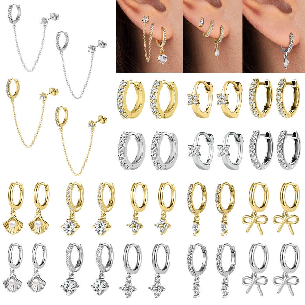 1Pair 20G Hoop Earrings Shell Pearls Pearl Earrings Crystal Drop Earring Cartilage Helix Conch Ear Piercing