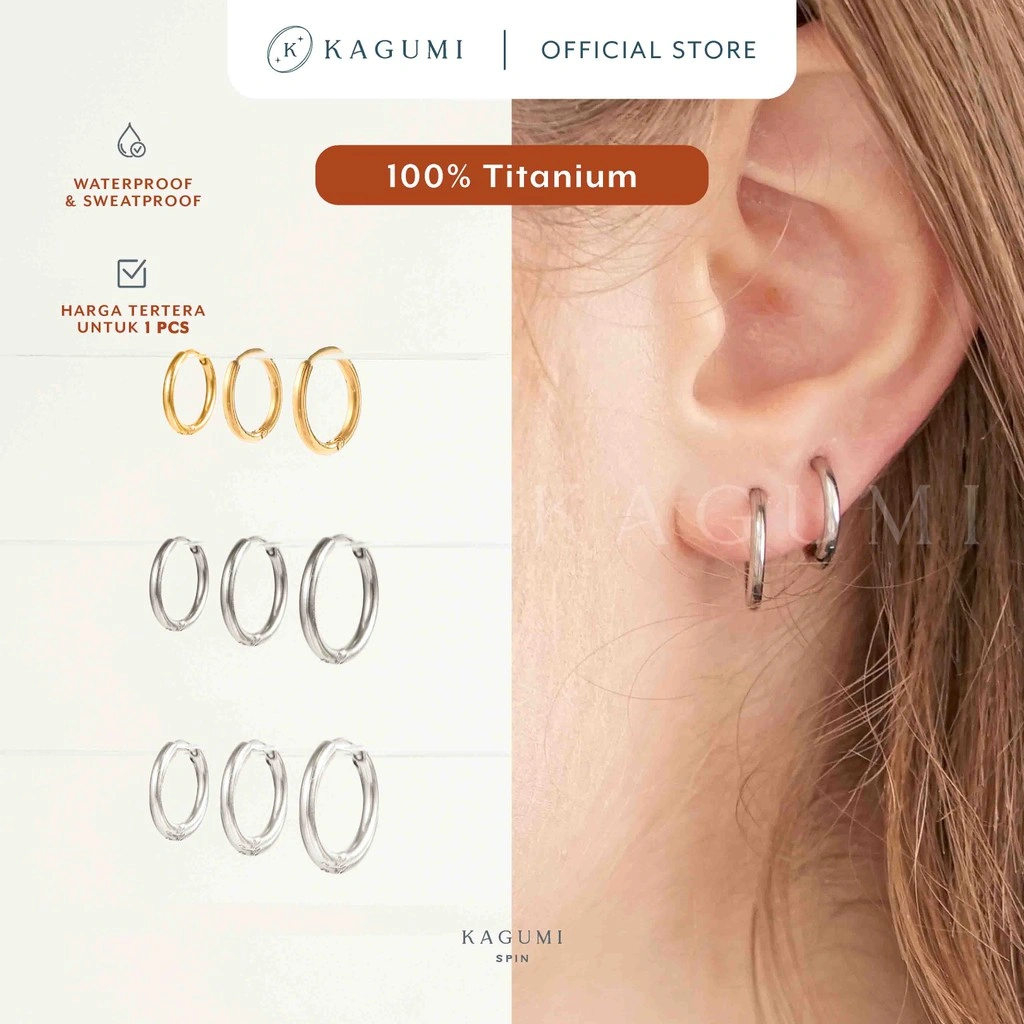 [Harga 1 Pcs] KAGUMI Spin - Simple Hoop | Piercing Hoop Titanium Unisex