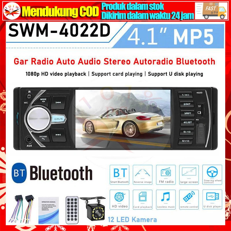 Tape Audio Mobil MP5 MP3 Multifunsi Bluetooth LCD Single Din 4022D 4.1 Inch USB FM Radio Media Player Tape Mobil Bluetooth MP5 Parkir Monitor