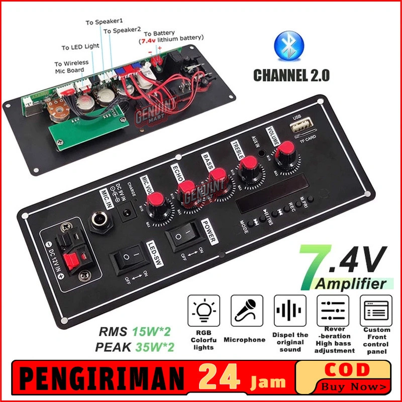 30-120W Amplifier Board 7.4V Papan Decoder Amplifier Audio Bluetooth Speaker Amplifier Board Daya Pemutar MP3 USB Untuk Audio Kendaraan Accs