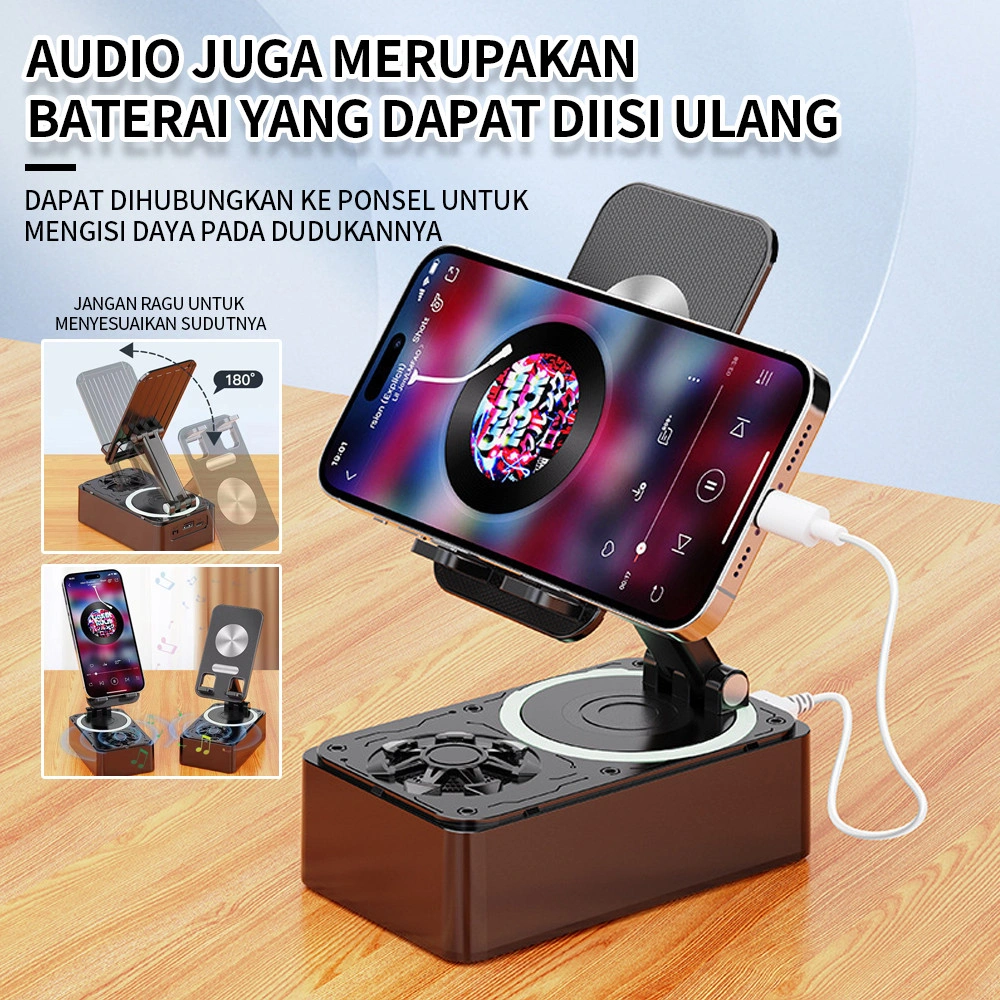 3in1 Bluetooth Speaker Phone Holder360° Foldable Desktop Phone StandHolder /Bluetooth Speaker /PowerBank