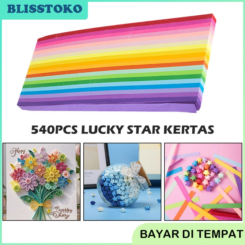 540pcs Kertas Origami Bintang/Warna Origami Star Paper Motif Bintang