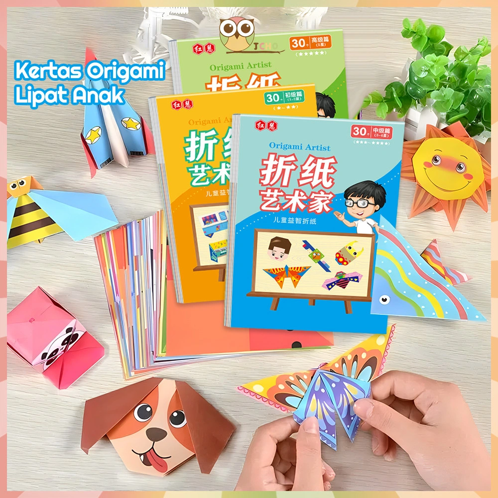 JCHO Kertas Origami Buku Origami Anak 3D Mainan DIY Edukasi Kertas Lipat Animal Kertas Lipat Origami