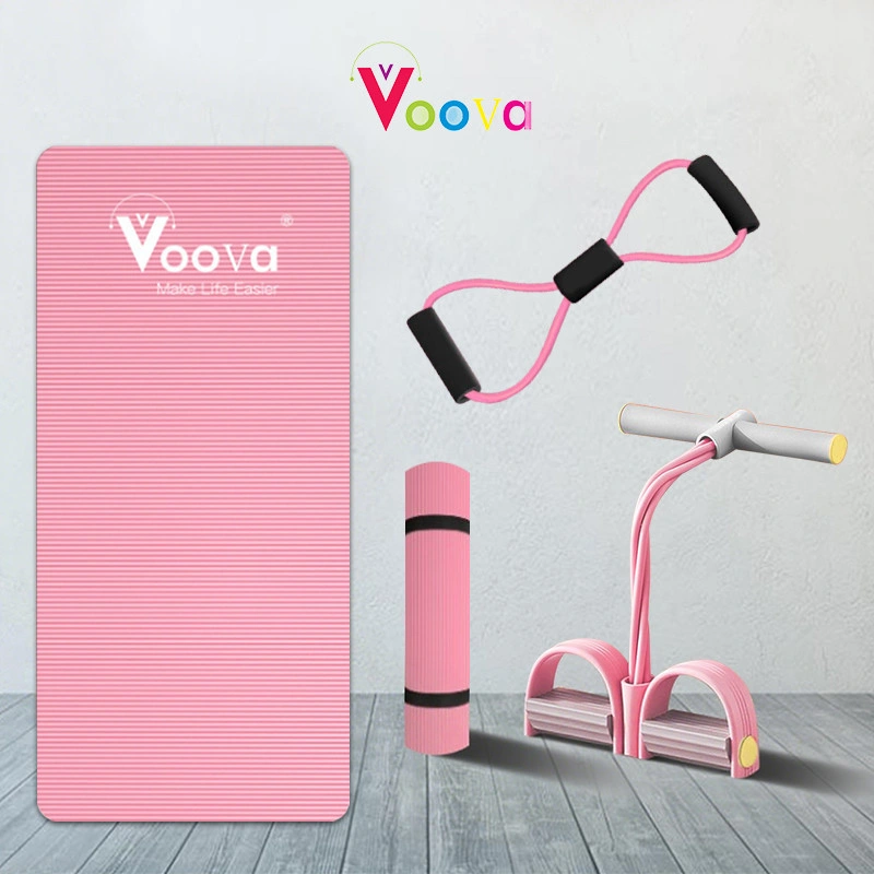 VOOVA Paket Olahraga Lengkap/ Set Olahraga di Rumah/ 4 IN 1 Set Olahraga/ Set Yoga/ Paket Lengkap Alat Olahraga/ Matras dengan Tummy Trimmer dan Tali Yoga Elastis Nyaman dan Anti Slip