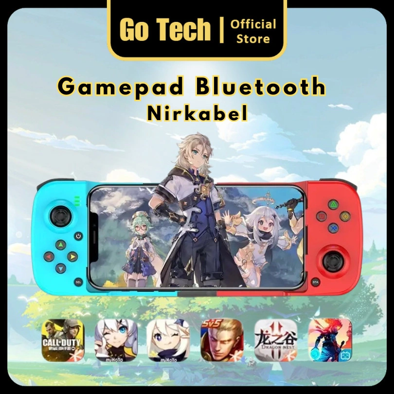 Go Tech - Mobile Gamepad Untuk Ponsel iOS Android PC Zelda Ultra Slim Turbo Control Wireless Bluetooth Game Joystick Compatible with Android & IOS Mode 2.4G Koneksi Bluetooth GT