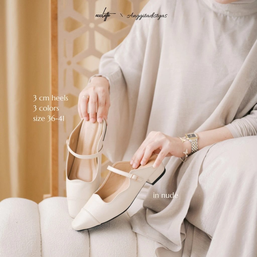ECCLETTE X ANGGITADISTYAS - DELPHIS MULES | SEPATU HEELS HAK WANITA 3CM CASUAL FORMAL LEBARAN