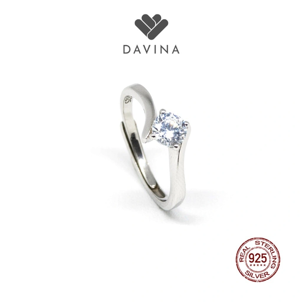 DAVINA Ladies Elora Ring Sterling Silver 925- Cincin Wanita Perak S925 Tunangan Nikah Solitaire