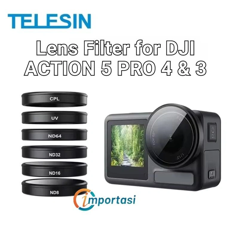 TELESIN Alumunium Lens Filter Glass CPL ND8 ND16 ND32 Lensa for DJI Action 5 Pro 4 3