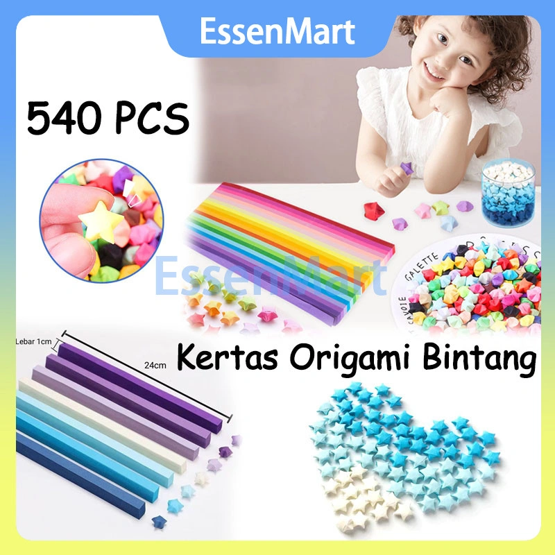 540PCS Kertas Origami Bintang Pastel / Origami Bintang / Kerajinan Tangan Origami / Kertas Strip Quilling Paper Gradient Color